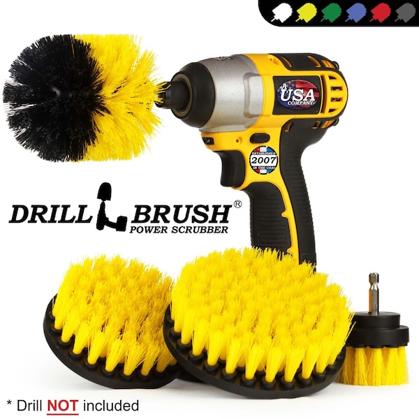 Cepillo de Perforación Power Scrubber de Useful Products 5 pulgadas de ancho 5 pulgadas de largo, amarillo - Y-S-542O-QC-DB