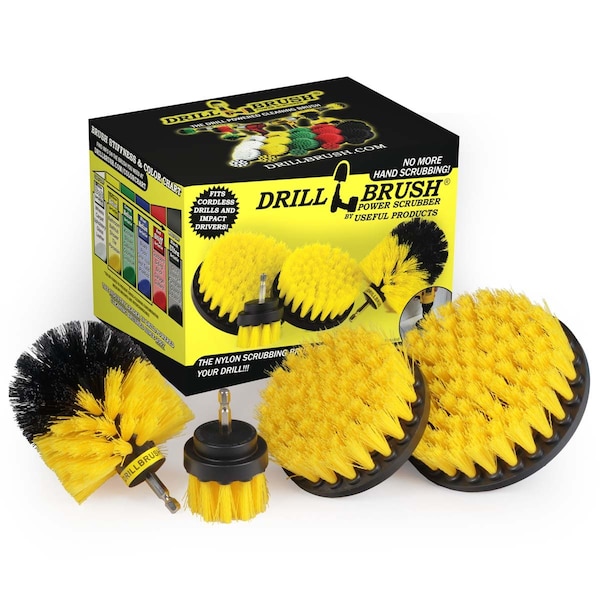 Cepillo de Perforación Power Scrubber de Useful Products 5 pulgadas de ancho 5 pulgadas de largo, amarillo - Y-S-542O-QC-DB