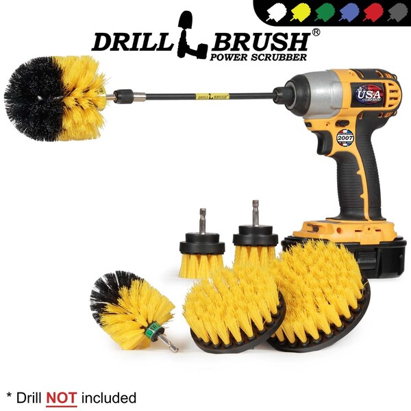 Cepillo Taladro Power Scrubber de Useful Products 5 pulgadas de ancho y 7 pulgadas de largo, Amarillo - Y-542OMS-2L-7X-QC-DB