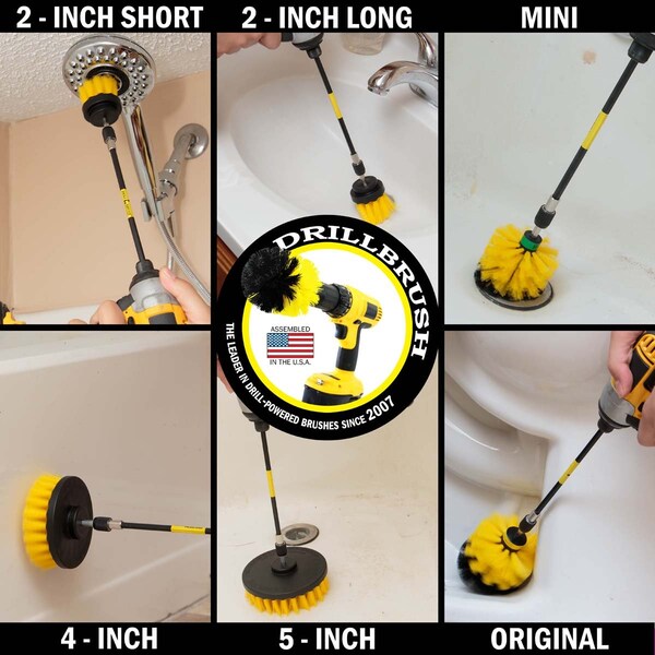 Cepillo Taladro Power Scrubber de Useful Products 5 pulgadas de ancho y 7 pulgadas de largo, Amarillo - Y-542OMS-2L-7X-QC-DB