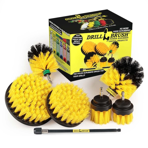Cepillo Taladro Power Scrubber de Useful Products 5 pulgadas de ancho y 7 pulgadas de largo, Amarillo - Y-542OMS-2L-7X-QC-DB