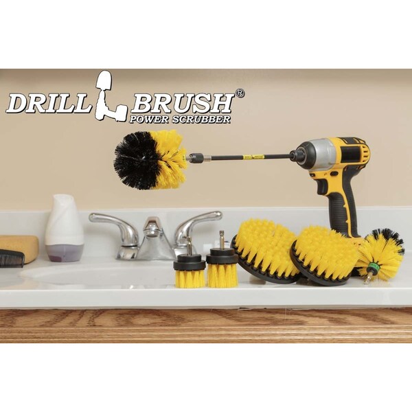 Cepillo Taladro Power Scrubber de Useful Products 5 pulgadas de ancho y 7 pulgadas de largo, Amarillo - Y-542OMS-2L-7X-QC-DB