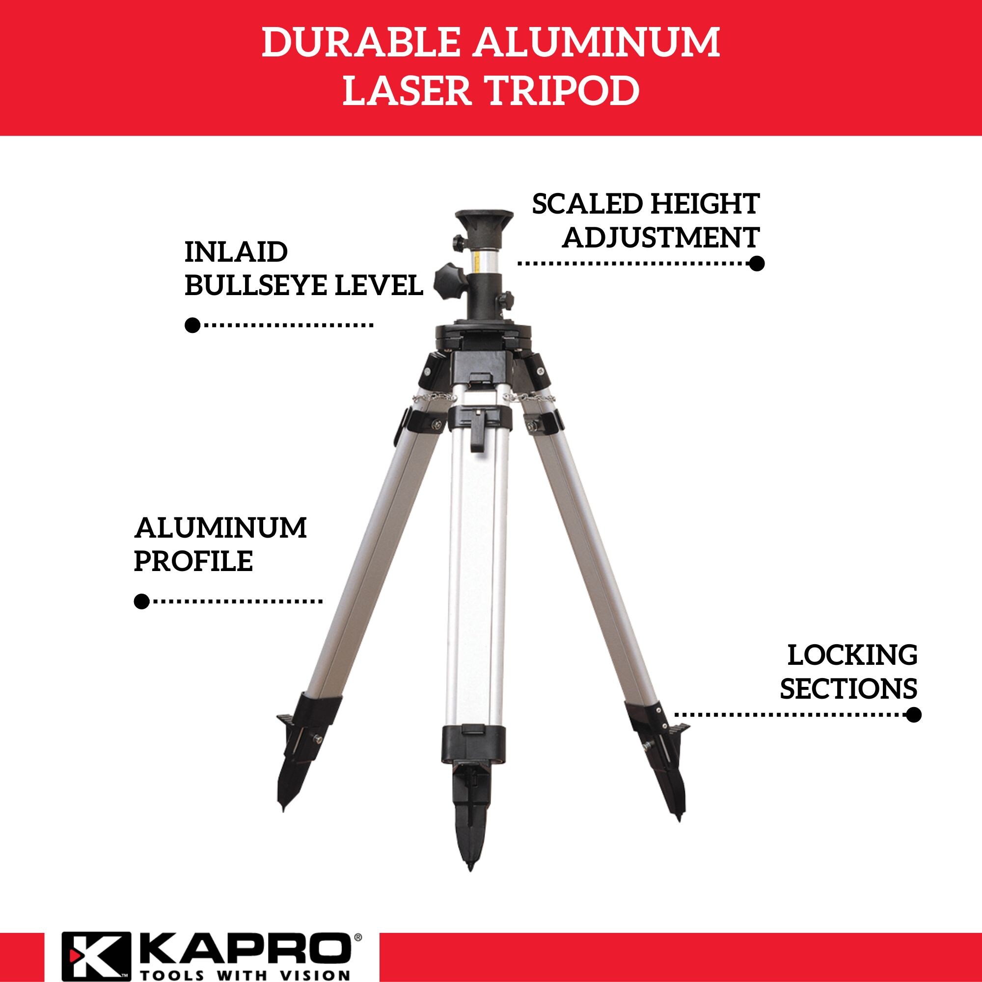 Trípode de aluminio extensible con manivela KAPRO 886-48 de 7.6 pies