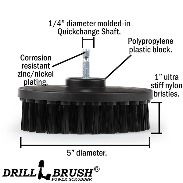 Accesorios Drillbrush para Barbacoa - Accesorios para Parrilla - Cepillo para Parrilla - Removedor de Óxido - 5IN-S-K-QC-DB