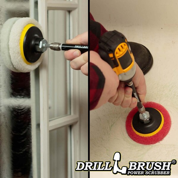 Brocha para Taladro Drillbrush - Accesorio para Taladro - Baño - Almohadillas de Fregado - P4-3WR-3V-5X-QC-DB