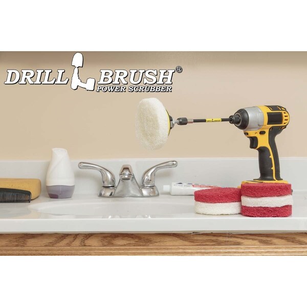 Brocha para Taladro Drillbrush - Accesorio para Taladro - Baño - Almohadillas de Fregado - P4-3WR-3V-5X-QC-DB