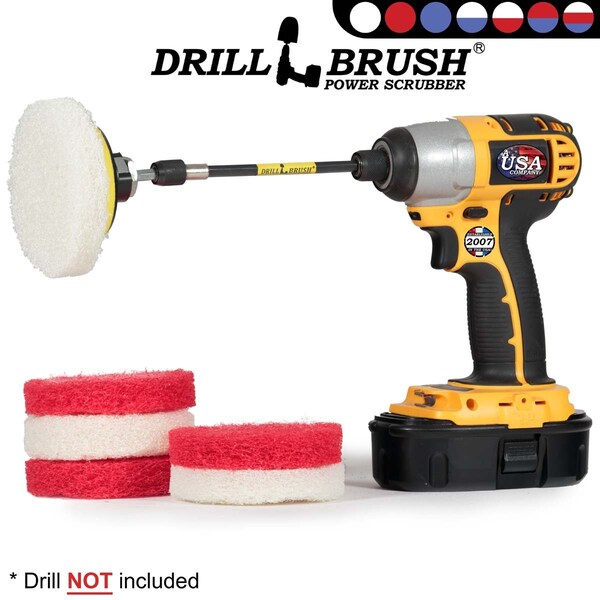 Brocha para Taladro Drillbrush - Accesorio para Taladro - Baño - Almohadillas de Fregado - P4-3WR-3V-5X-QC-DB