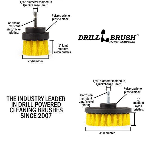 Cepillo para Taladro Drillbrush - Kit de Cepillos para Taladro - Cepillos para Limpiar con Taladro - Y-S-42-QC-DB