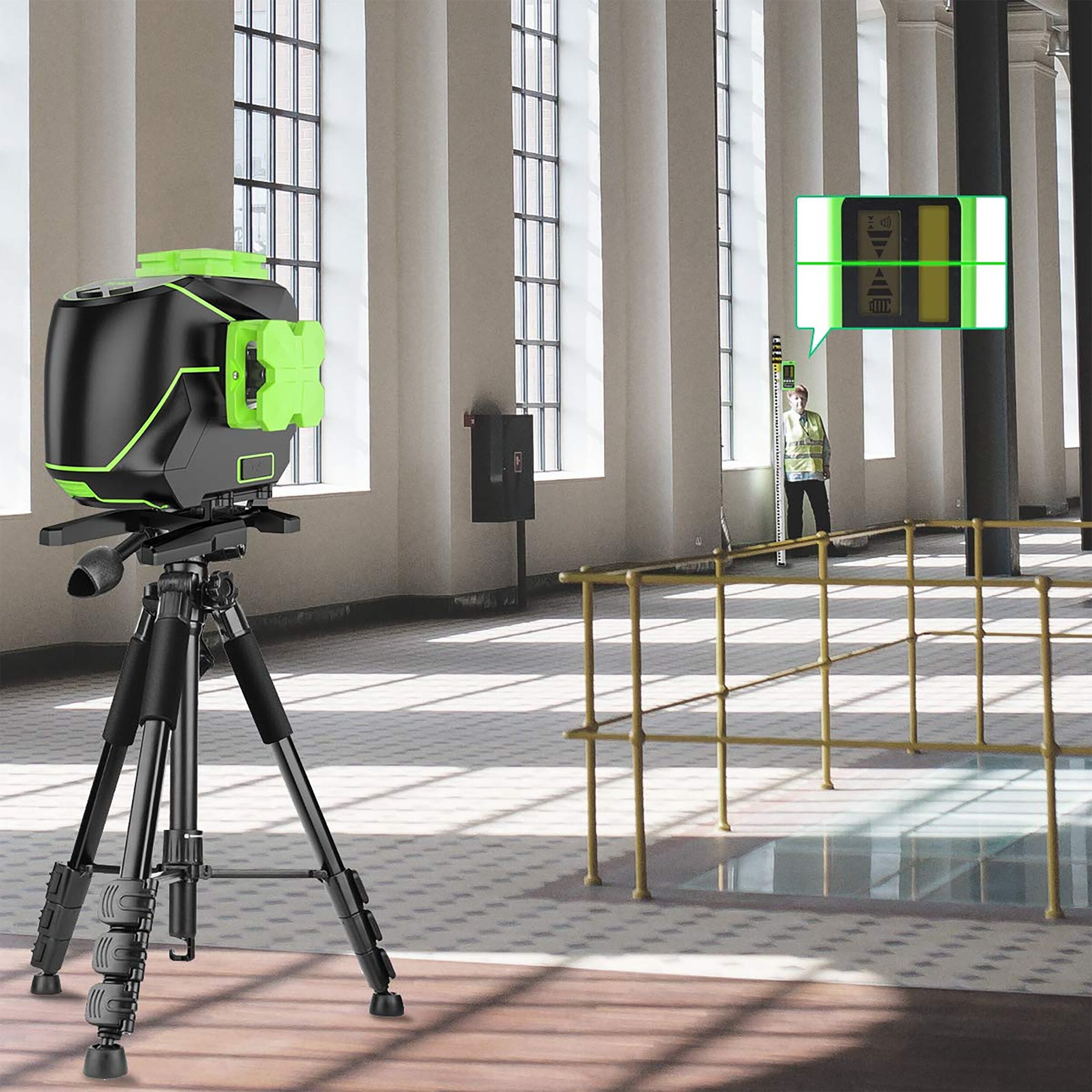 Nivel láser de línea cruzada autonivelante de 360 grados verde de 200 pies Huepar S03DG-L