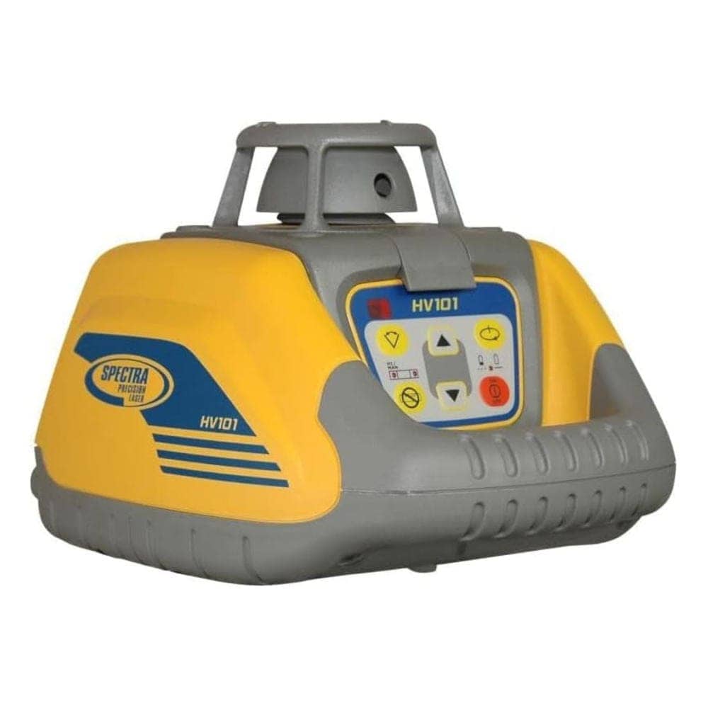 Nivel láser de construcción multipropósito Spectra Precision Spectra HV101 con control remoto RC601, montaje en pared, lentes láser y estuche resistente. 369558-NC
