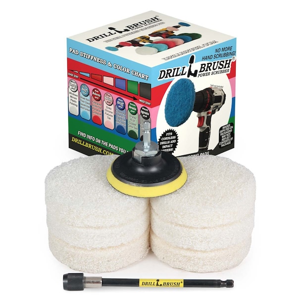 Conjunto de Pads de Potencia para Taladro - Cepillo para Taladro Drillbrush - Baño - Scrubber para Taladro - P4-6W-3V-5X-QC-DB