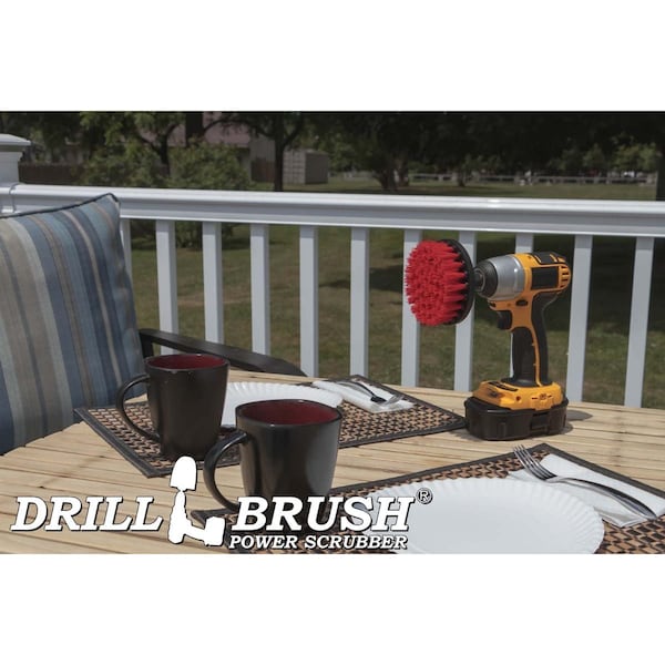 Cepillo para Taladro Power Scrubber de Useful Products 4 pulgadas ancho 4 pulgadas largo, Rojo - 4IN-LIM-RED-SHORT-QC
