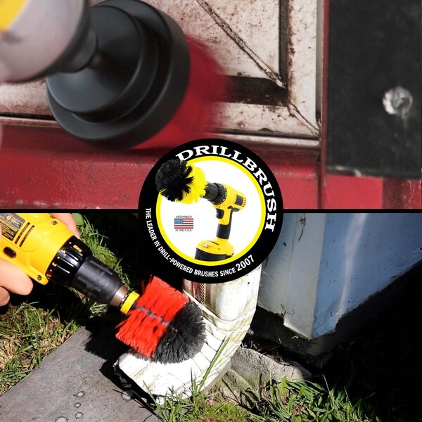 Cepillo Taladro Rojo con Cerdas Rígidas Rotativas para Limpiar, Juego de 2 - R-S-2O-QC-DB
