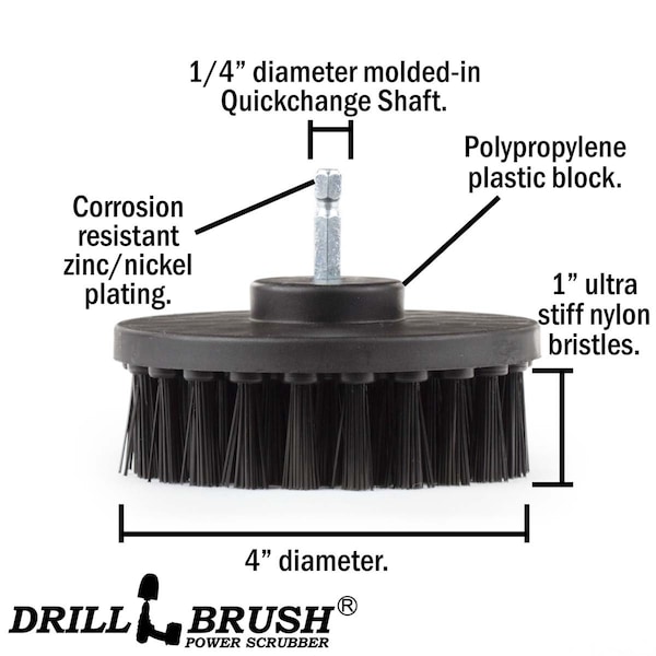Accesorios para Parrilla Drillbrush - Cepillo para parrilla - Removedor de óxido - Cepillo para Parrilla - Parrilla de Gas - 4IN-S-K-QC-DB