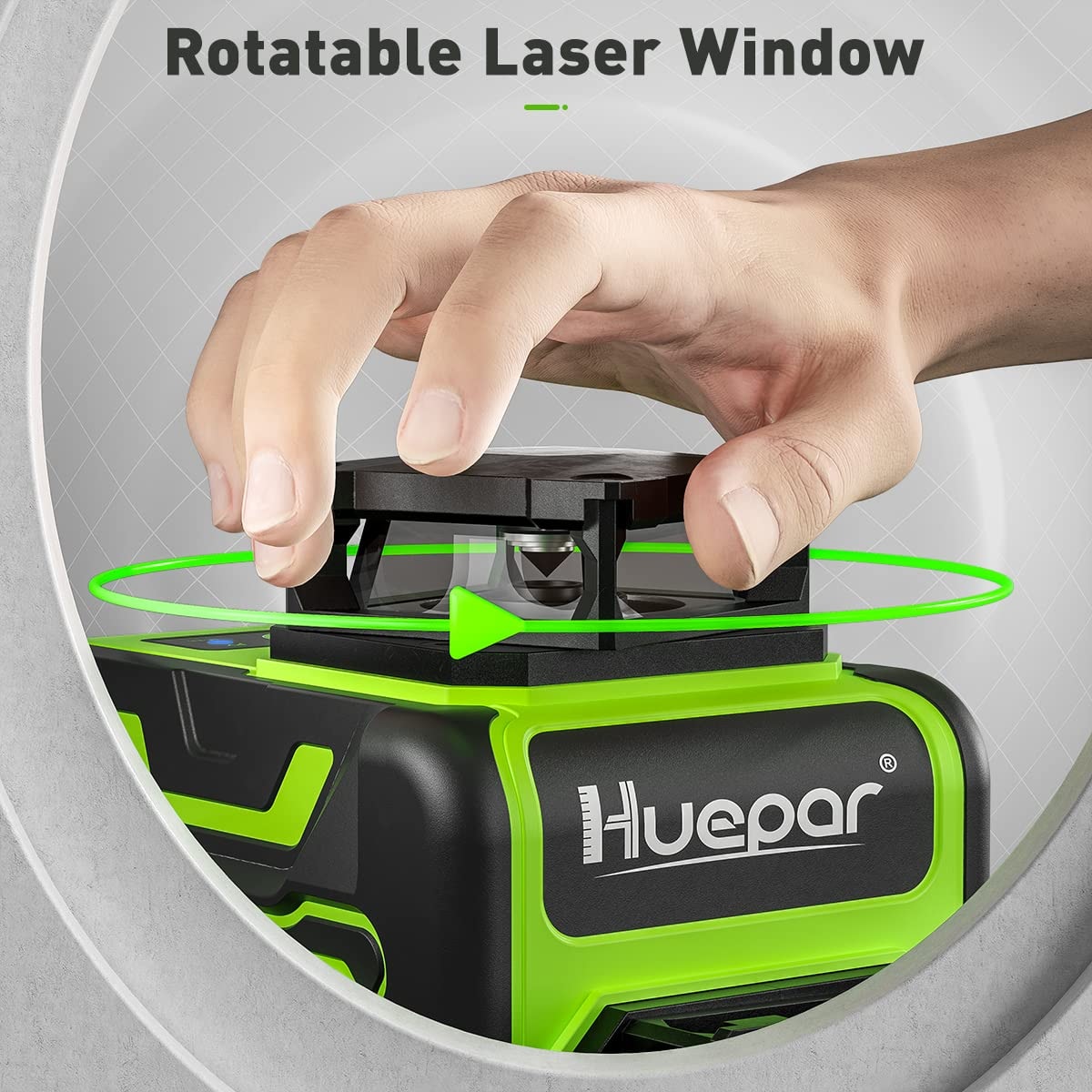 Nivel láser autonivelante de líneas cruzadas verde de 360 grados Huepar de 130 pies R03CG