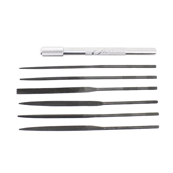 Excel Blades Assorted Mini File Set with Handle Heavy Duty Cut #2 Steel, 6pcs, 12pk - 55668