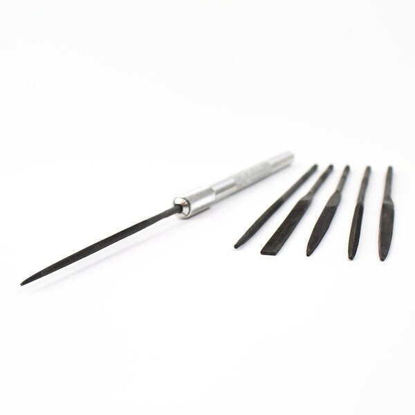 Excel Blades Assorted Mini File Set with Handle Heavy Duty Cut #2 Steel, 6pcs, 12pk - 55668