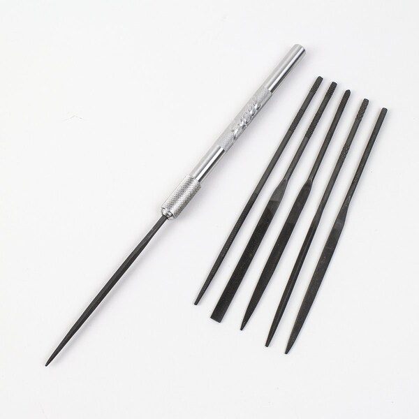 Excel Blades Assorted Mini File Set with Handle Heavy Duty Cut #2 Steel, 6pcs, 12pk - 55668