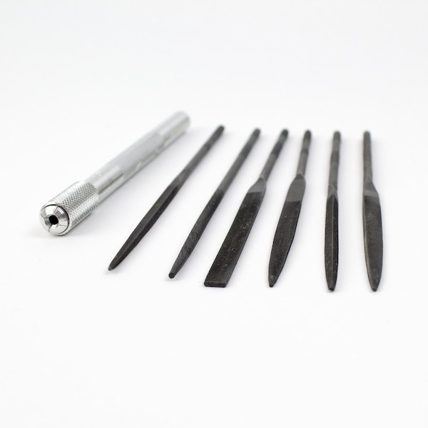 Excel Blades Assorted Mini File Set with Handle Heavy Duty Cut #2 Steel, 6pcs, 12pk - 55668