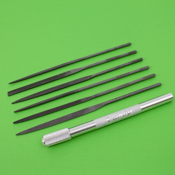 Excel Blades Assorted Mini File Set with Handle Heavy Duty Cut #2 Steel, 6pcs, 12pk - 55668