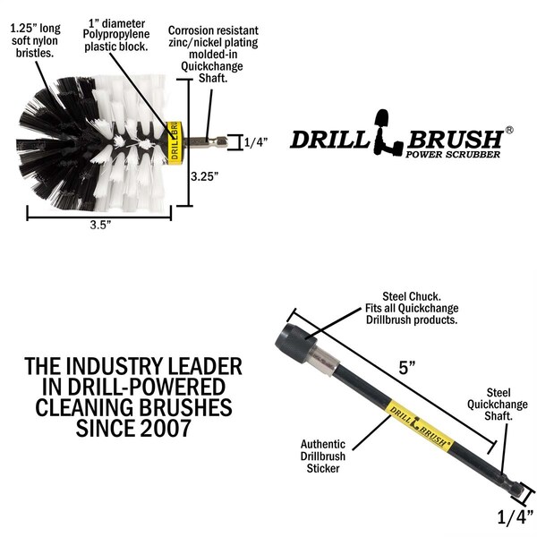 Drillbrush Equipo de Limpieza - Accesorios para Auto - Cepillo Eléctrico - Limpiador de Ruedas - Auto - O-W-5X-QC-DB