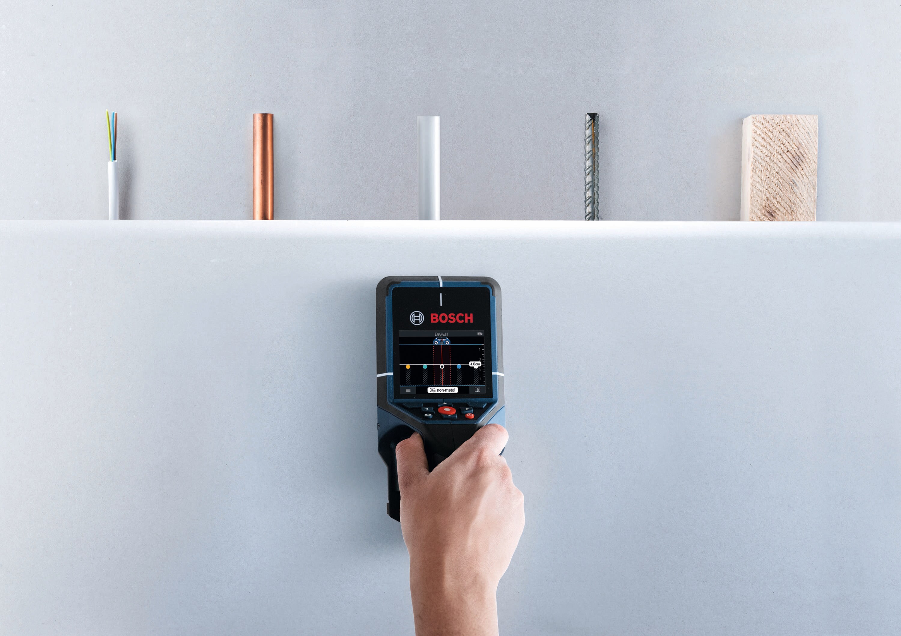 Localizador de metal/madera/eléctrico Bosch 12V Max D-TECT200C con profundidad de escaneo de 7.9 pulgadas