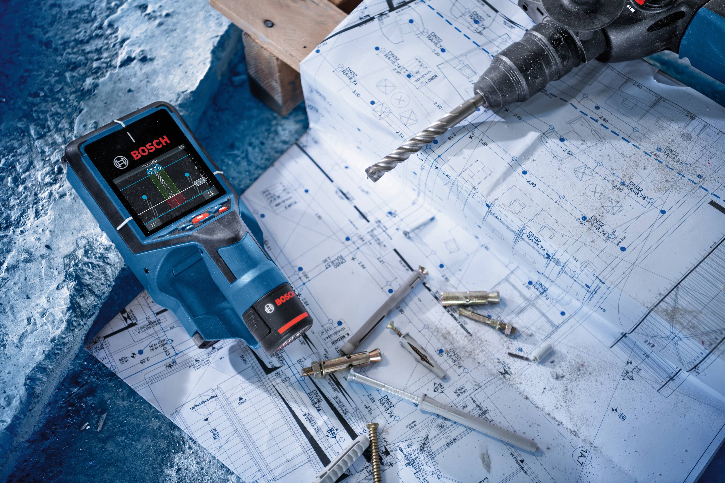 Localizador de metal/madera/eléctrico Bosch 12V Max D-TECT200C con profundidad de escaneo de 7.9 pulgadas