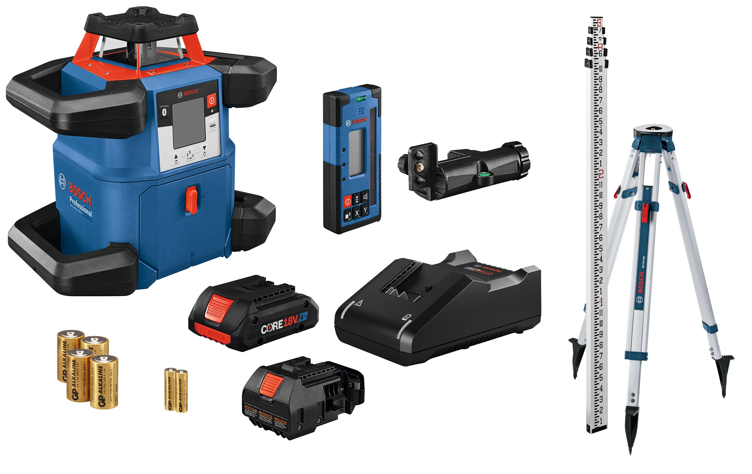 Kit nivel láser rotativo autonivelante Bosch 4000 Pies Rojo 360 grados GRL4000-80CHK