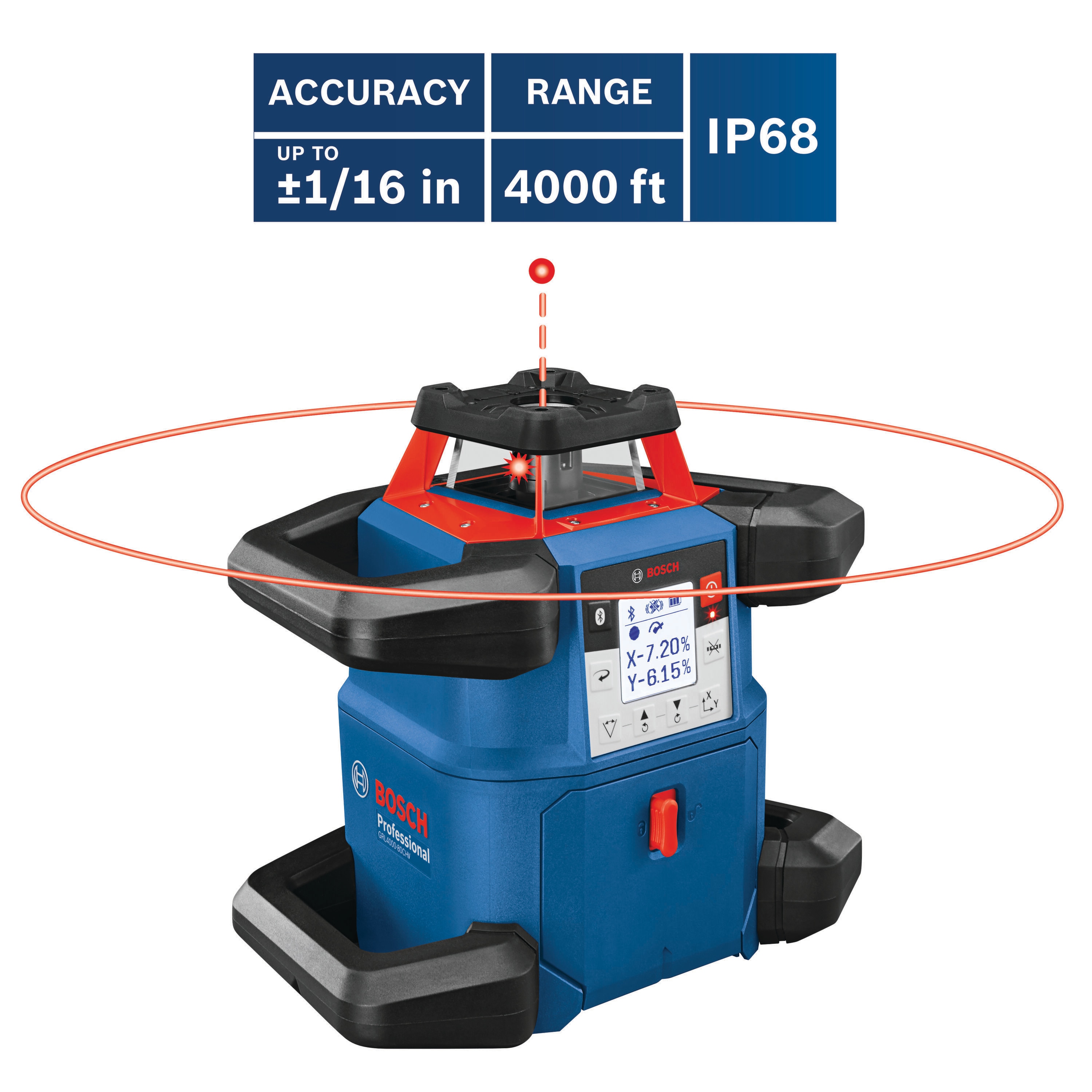 Nivel láser giratorio autonivelante Bosch 4000 pies rojo 360 grados GRL4000-80CHV