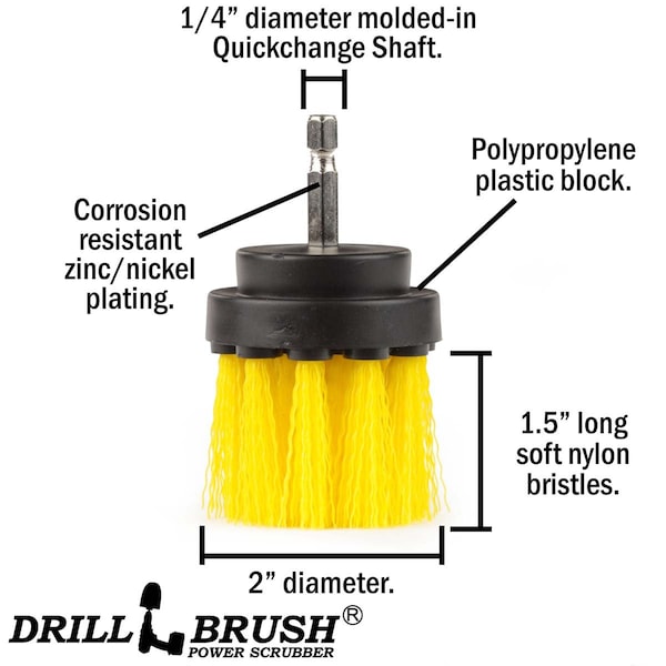 Cepillo Drillbrush para taladro - Suministros de limpieza - Accesorios de baño - Cepillo de taladro - 2IN-L-Y-QC-DB