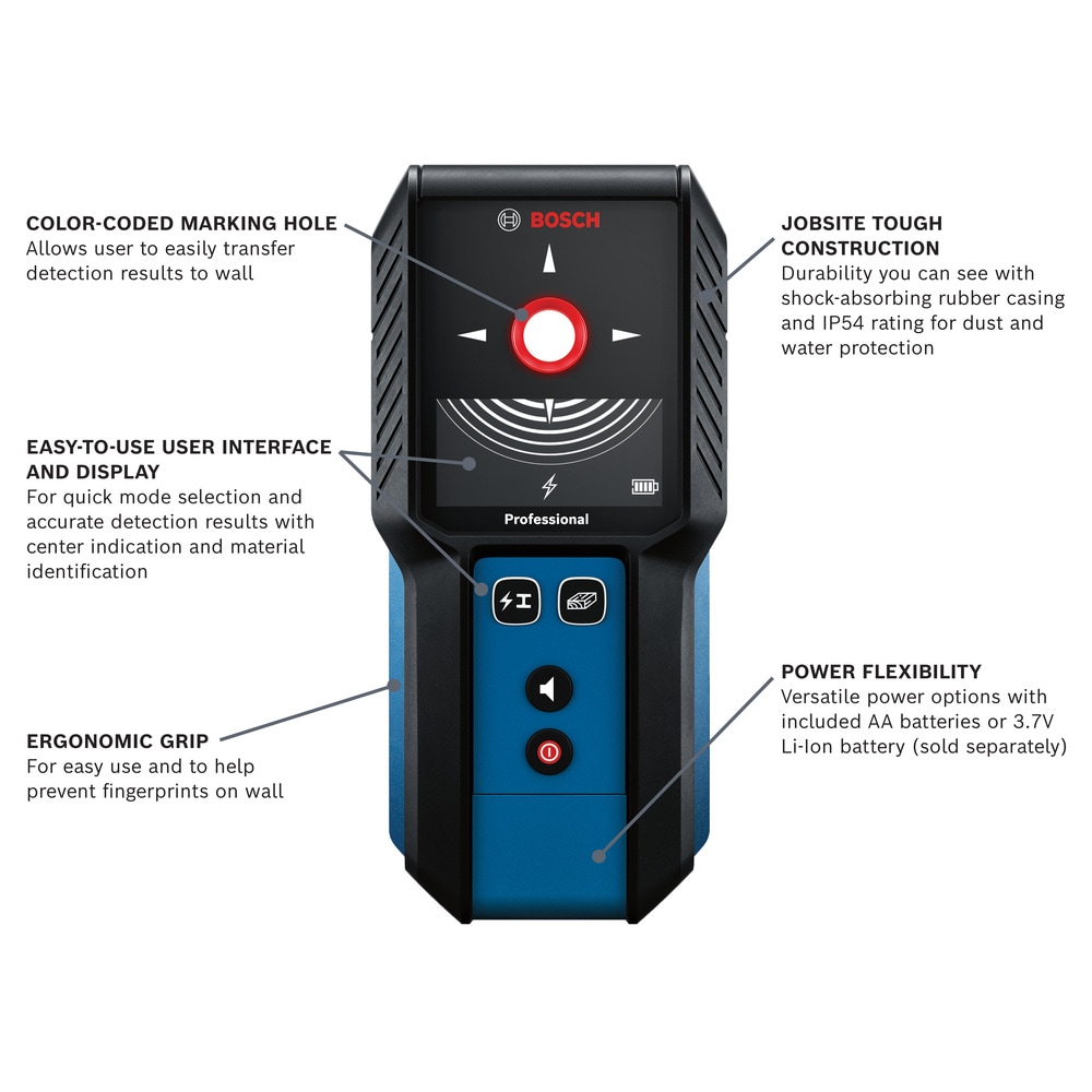 Localizador de Electricidad/Metal/Madera Bosch 4-en-1 con Escaneo de Profundidad GMS120-27
