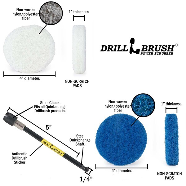 Almohadillas para limpieza Drill Brush Power Scrubber Pads - Cocina - Estufa - Pads de limpieza - P4-3WB-3V-5X-QC-DB