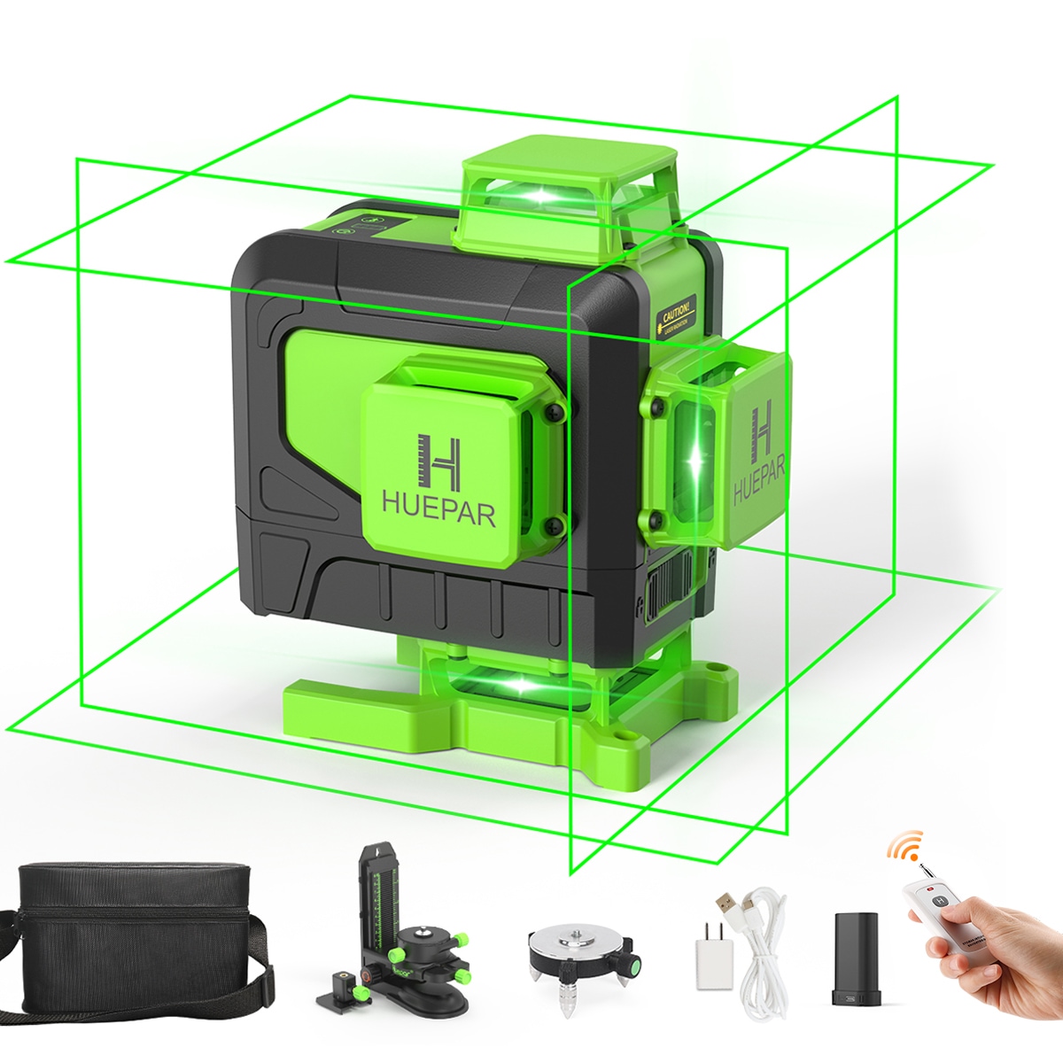 Nivel láser de líneas cruzadas autonivelante de 360 grados verde de 200 pies Huepar 904DG
