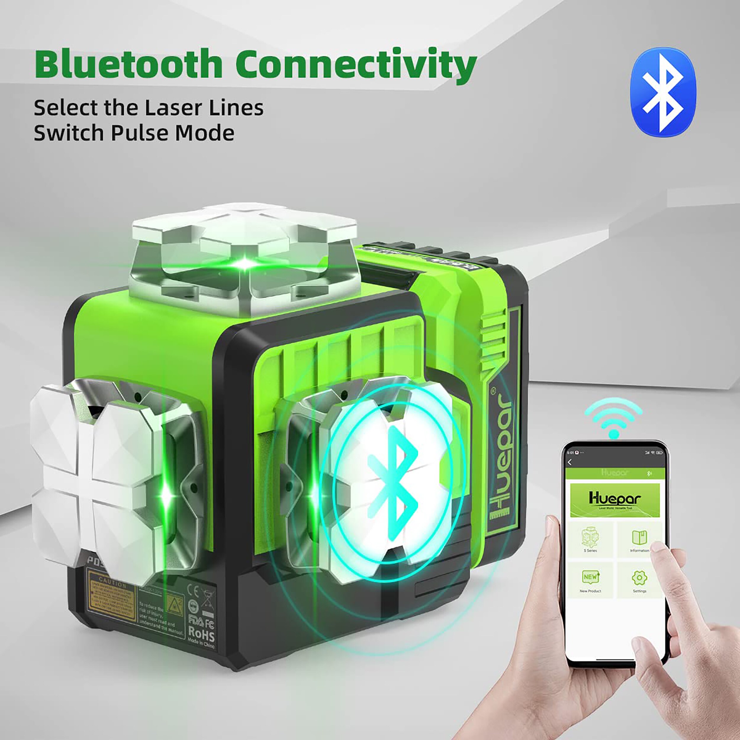 Nivel láser de líneas cruzadas autonivelante Huepar 360 grados verde de 200 pies P03CG