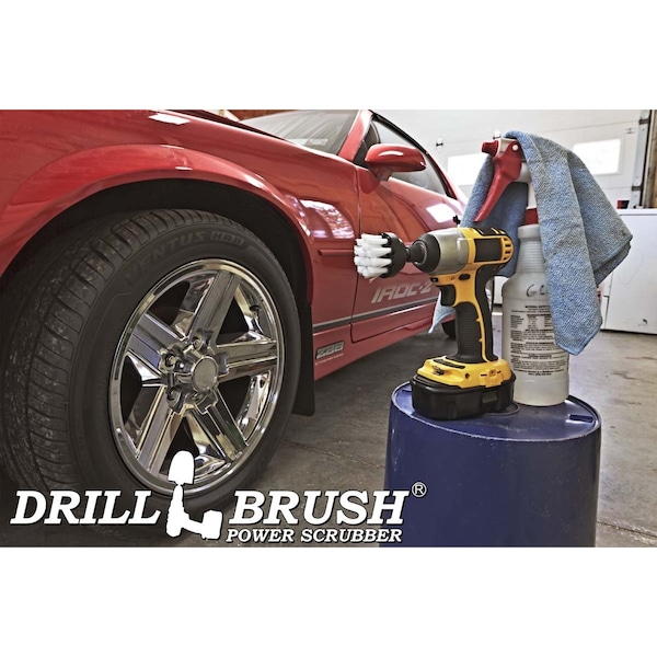 Suministros de limpieza Drillbrush - Cepillo de fregar - Productos para detallado de autos - Detallado - 2IN-LIM-BLANCO-CORTO-QC