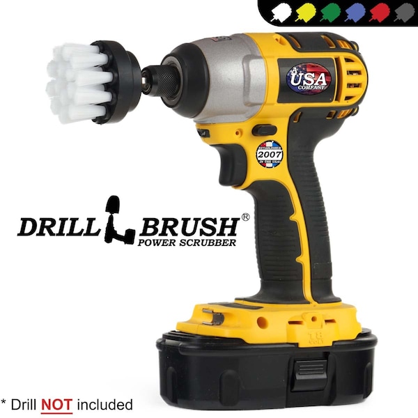 Suministros de limpieza Drillbrush - Cepillo de fregar - Productos para detallado de autos - Detallado - 2IN-LIM-BLANCO-CORTO-QC