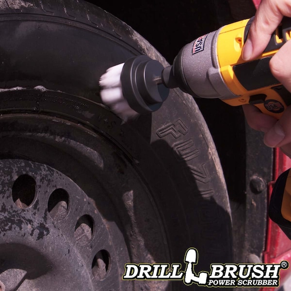 Suministros de limpieza Drillbrush - Cepillo de fregar - Productos para detallado de autos - Detallado - 2IN-LIM-BLANCO-CORTO-QC