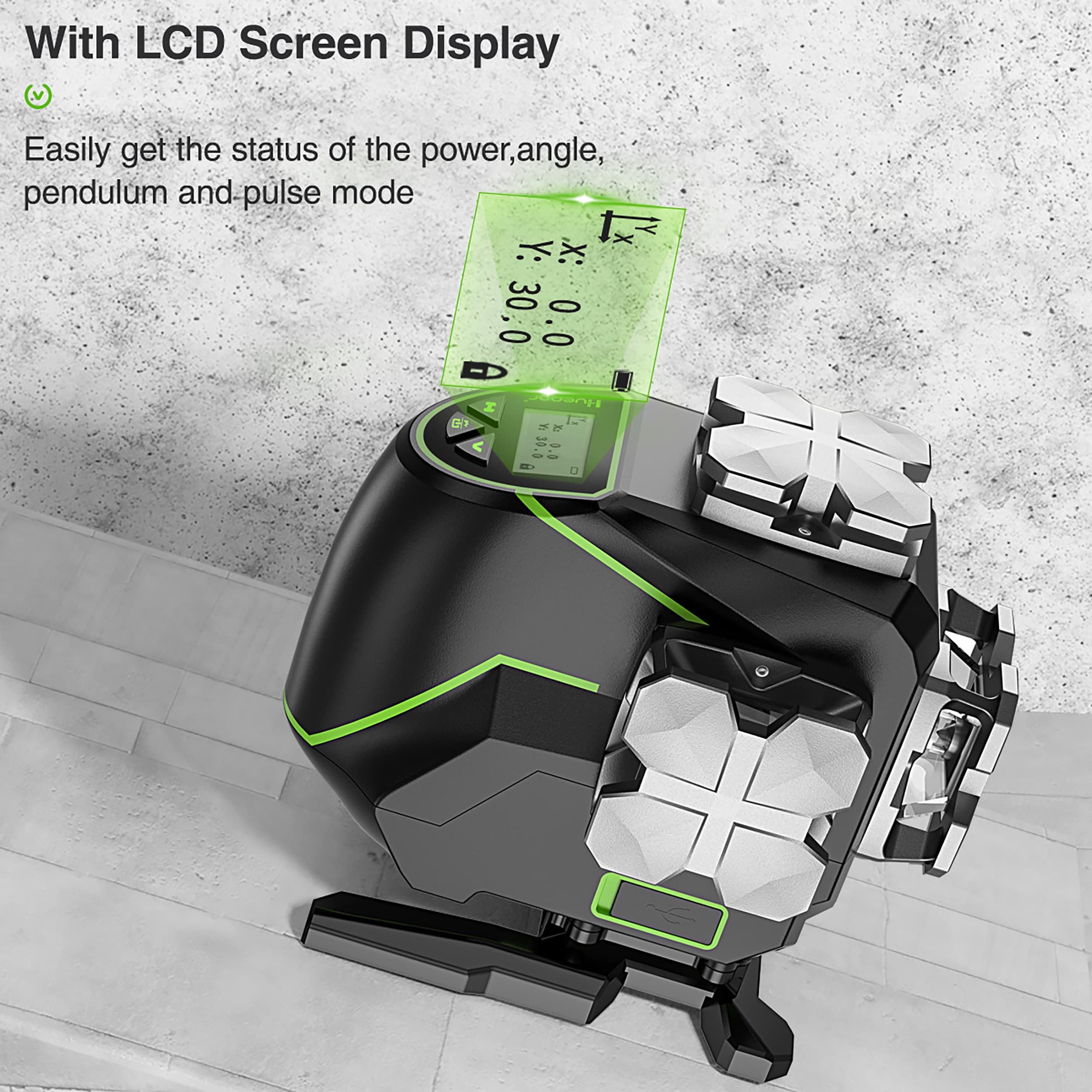 Nivel láser de autonivelación de línea cruzada verde de 360 grados con alcance de 200 pies Huepar S03DG