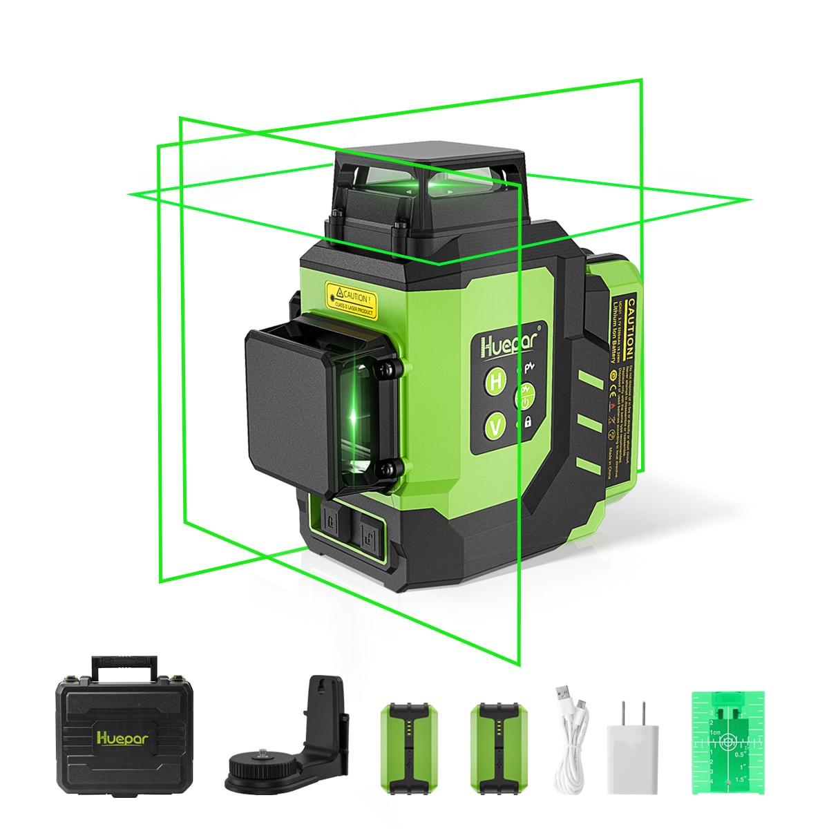 Nivel láser de líneas cruzadas autonivelante Huepar LS03CG de 360 grados y 197 pies en verde