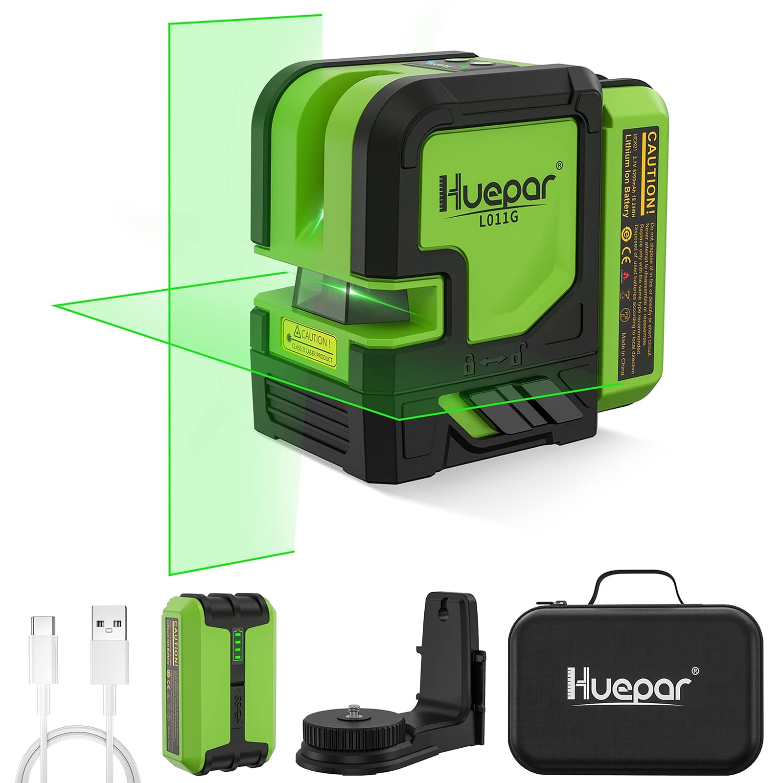 Nivel láser autonivelante de líneas cruzadas verde Huepar 165 pies L011G