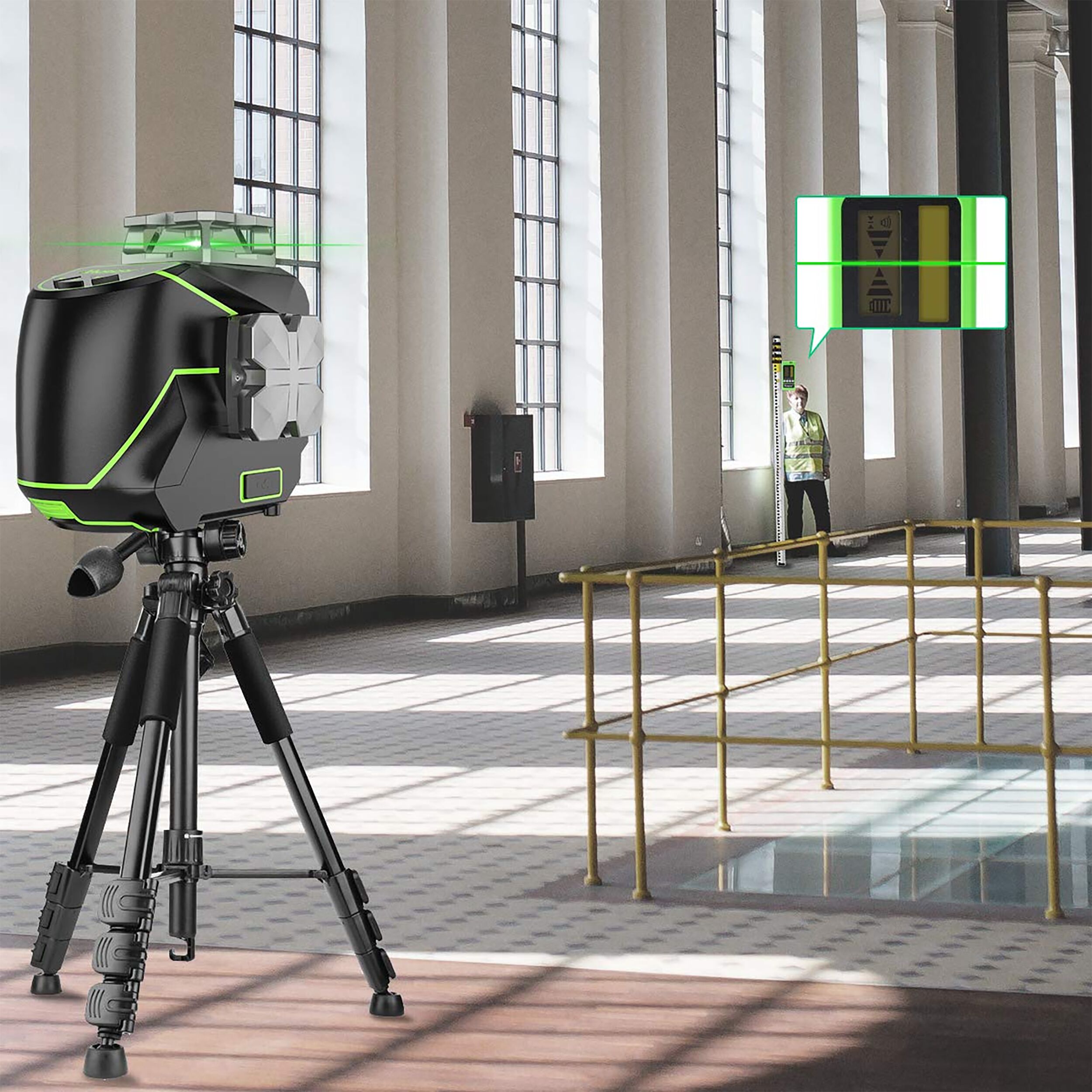 Nivel láser de líneas cruzadas autonivelante de 360 grados verde de 200 pies Huepar S02CG