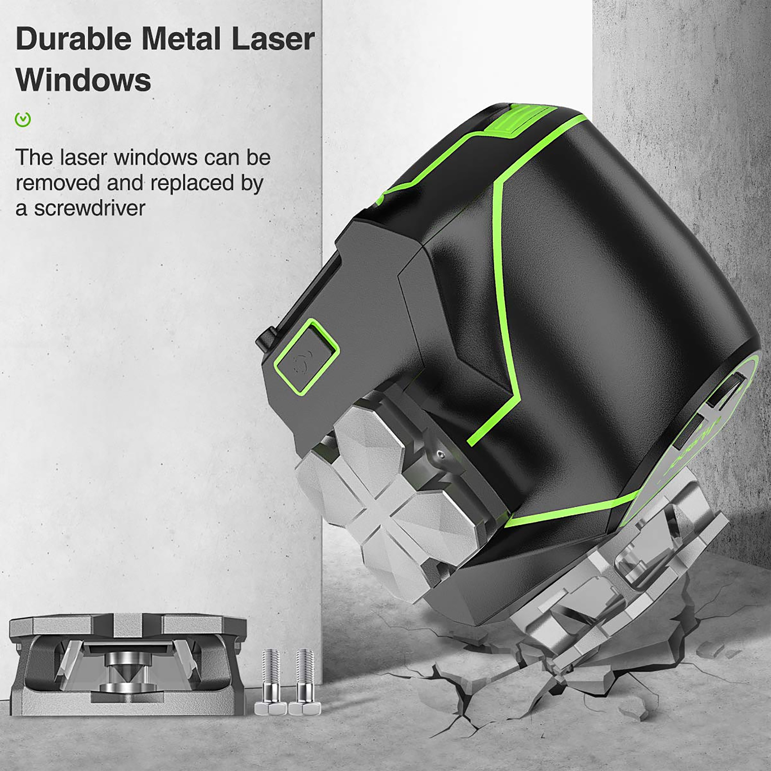 Nivel láser de líneas cruzadas autonivelante de 360 grados verde de 200 pies Huepar S02CG