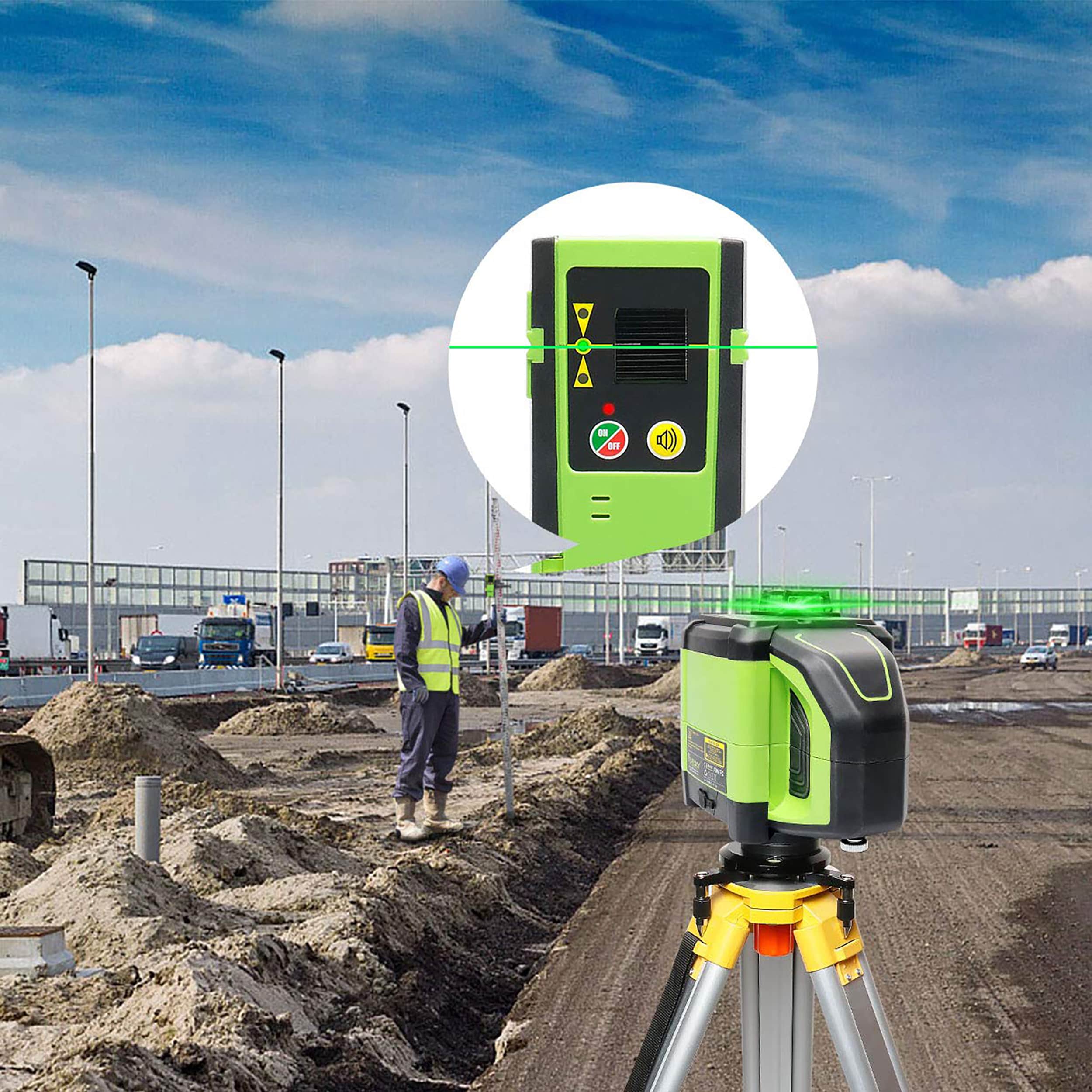 Nivel láser de líneas cruzadas auto-nivelante de 360 grados verde Huepar DT03CG de 200 pies