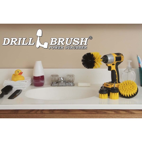 Cepillo para taladro Power Scrubber de Useful Products 5 pulgadas de ancho 5 pulgadas de largo, amarillo - Y-42OS-2L-QC-DB
