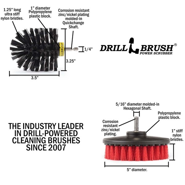 Cepillo Taladro Power Scrubber de Useful Products 5 pulgadas de ancho, 5 pulgadas de largo, variedad - S-R5-KO-QC-DB