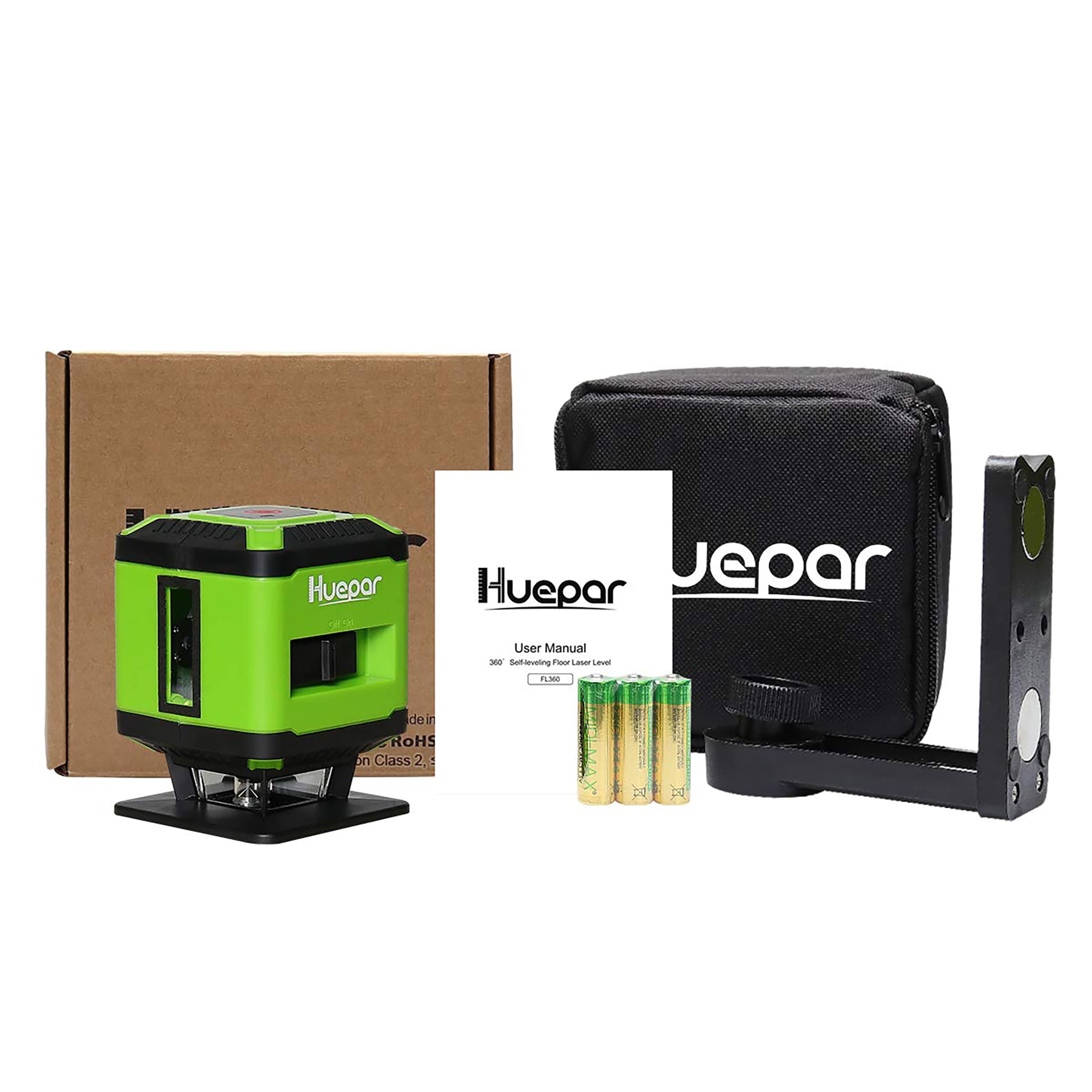Nivel láser de líneas cruzadas autonivelante verde de 360 grados Huepar FL360G de 98 pies