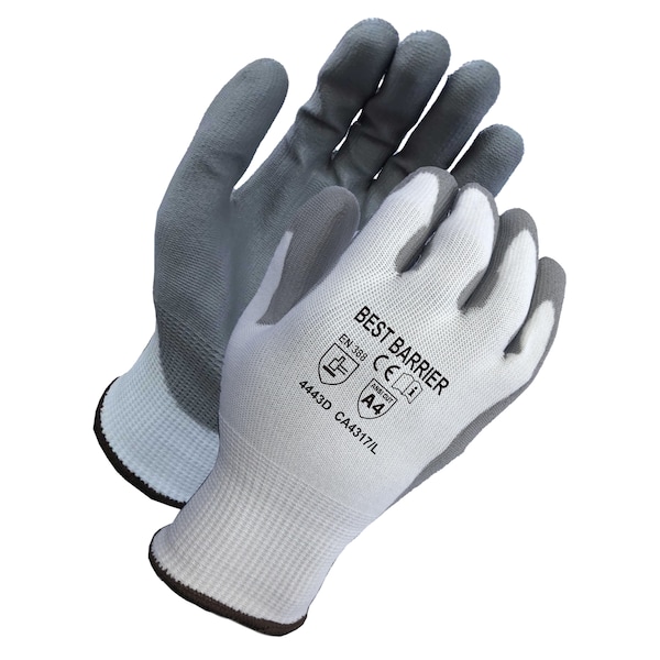 Mejores guantes resistentes al corte de barrera A4, blancos, gris con recubrimiento de poliuretano, XL - CA4317XL12