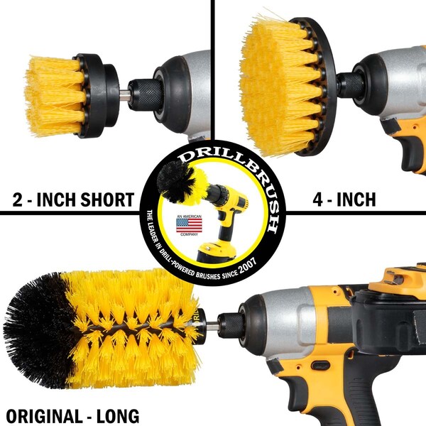 Cepillo de taladro Power Scrubber de Useful Products 5 pulgadas de ancho 7 pulgadas de largo, amarillo - Y-S-42J-QC-DB
