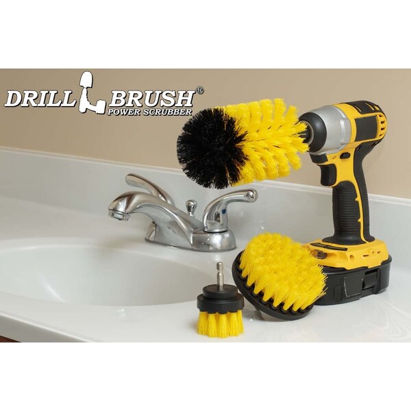 Cepillo de taladro Power Scrubber de Useful Products 5 pulgadas de ancho 7 pulgadas de largo, amarillo - Y-S-42J-QC-DB