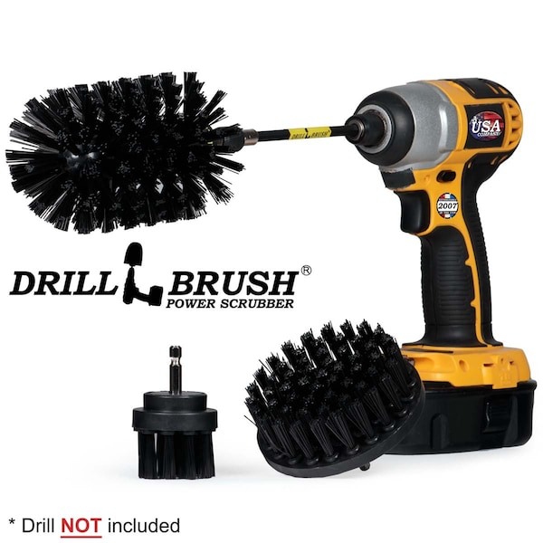 Cepillo de Taladro Power Scrubber de Useful Products 5 pulgadas de Ancho 7 pulgadas de Largo, Negro - K-S-42J-5X-QC-DB